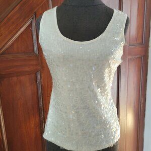 Armi Womens Beige Sequin Tank Top Sleeveless Scoop Neck Lightweight S NWT